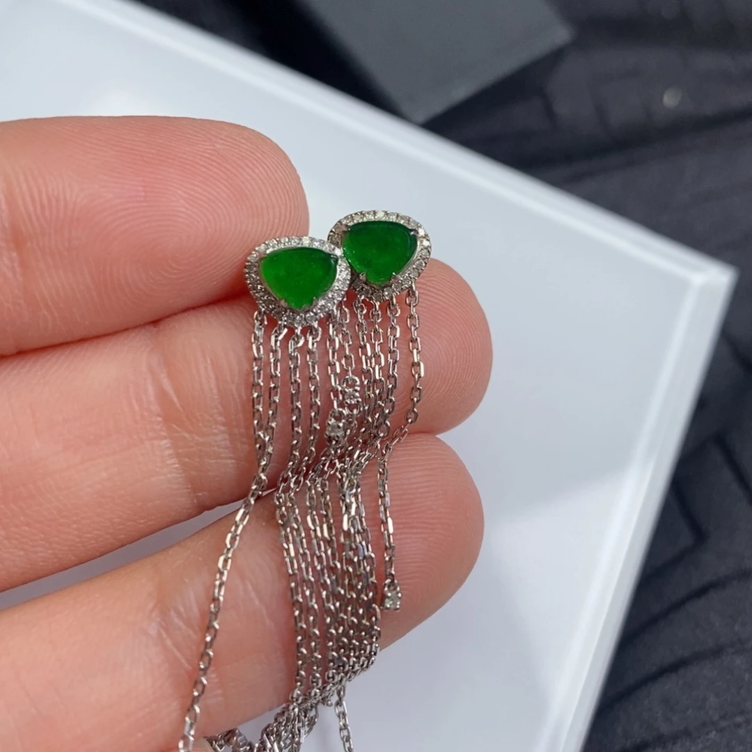 翡翠18K金镶嵌耳饰耳环