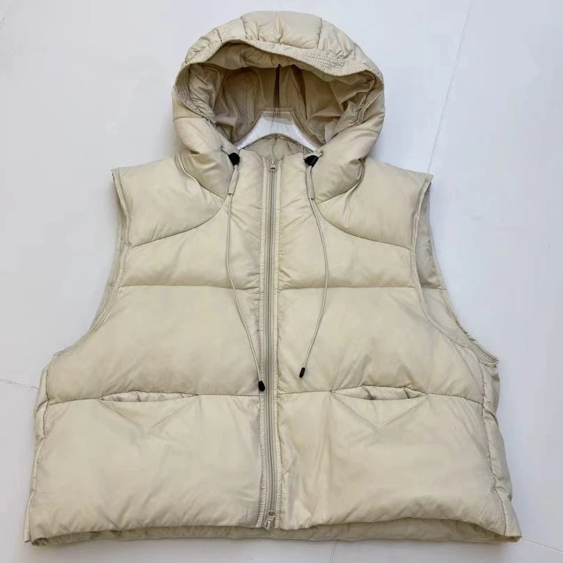 （欣姐臻选）新款女装 欧货宽松时尚百搭棉短款连帽棉服马甲9623