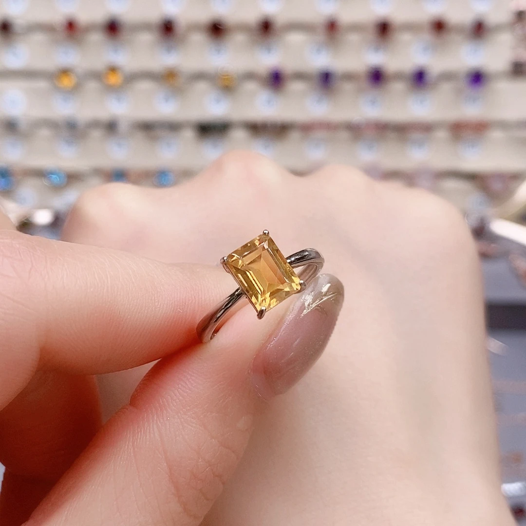 水晶戒指银S925镶嵌戒指