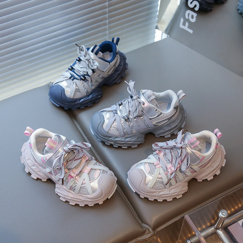 女童鞋子洋气老爹鞋2025夏季新款轻便网面透气儿童运动鞋公主鞋子