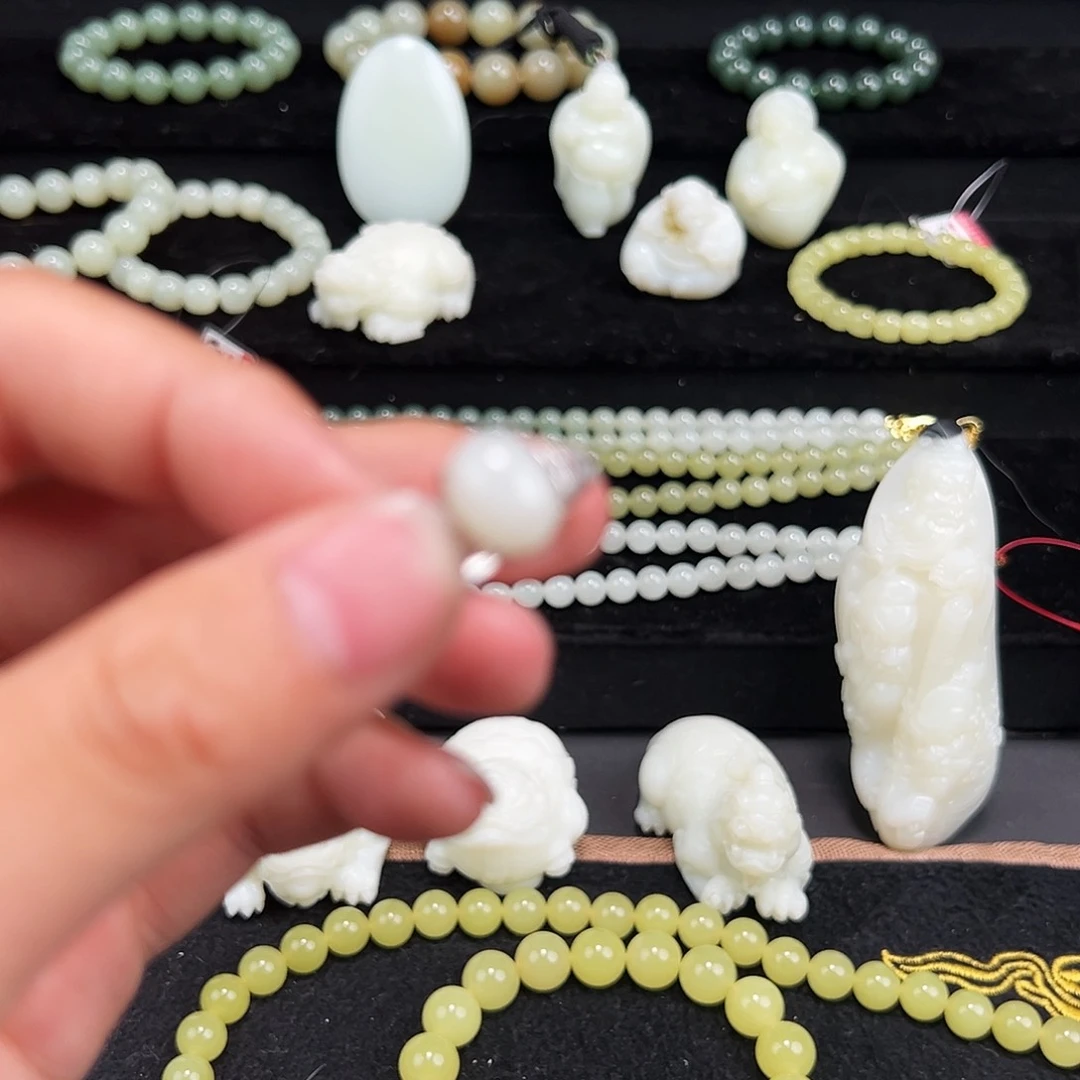 和田玉手链银S925镶嵌