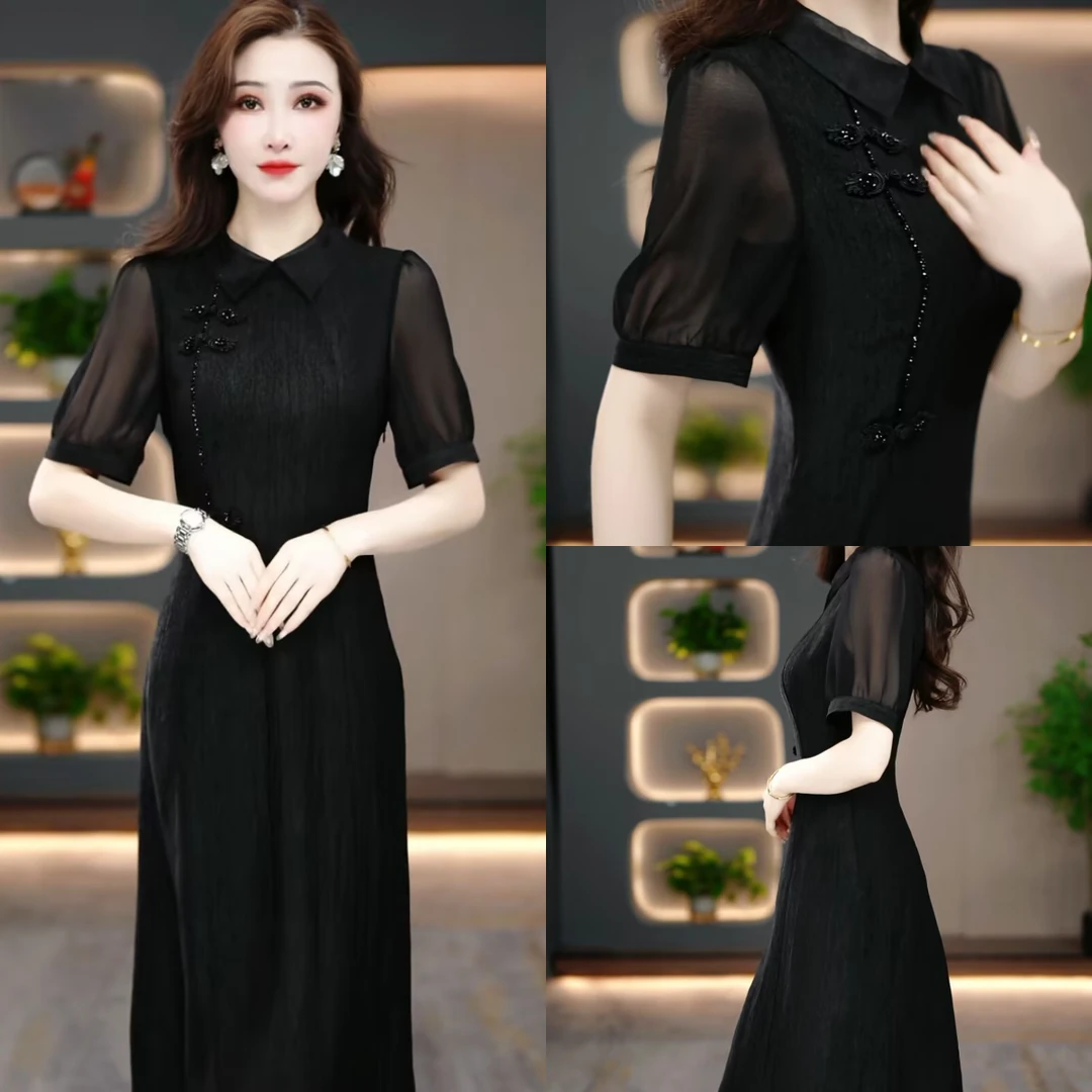 夏季时尚连衣裙2025新款气质显瘦时尚百搭收腰连衣裙MY25K1100款