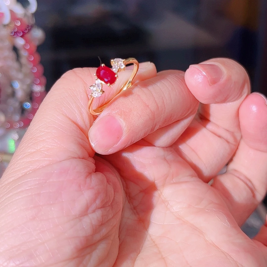 红宝石戒指银S925镶嵌