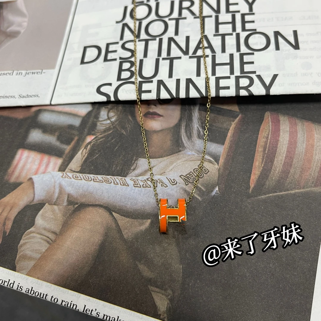 合金项链 YM【链条橙色小爱项链】气质轻奢时尚百搭复古精致