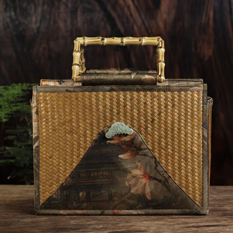 懂茶帝-缎面印花莨玉美物正方包（DM79）手工