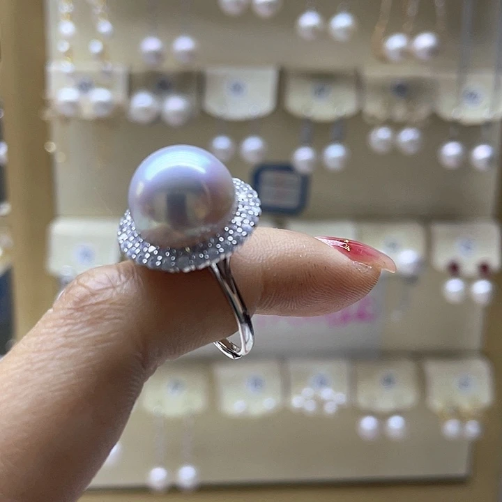 淡水珍珠戒指银S925镶嵌
