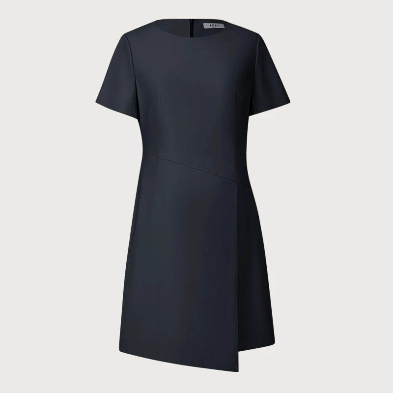 ZEZI【冯超专属】修身商务丝光短袖修身连衣裙女士气质Z12B263Q