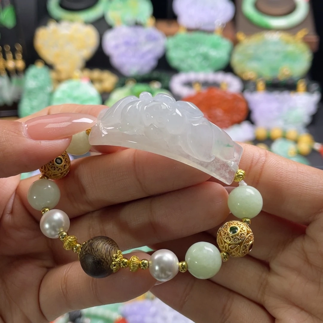 翡翠未镶嵌手链代编织