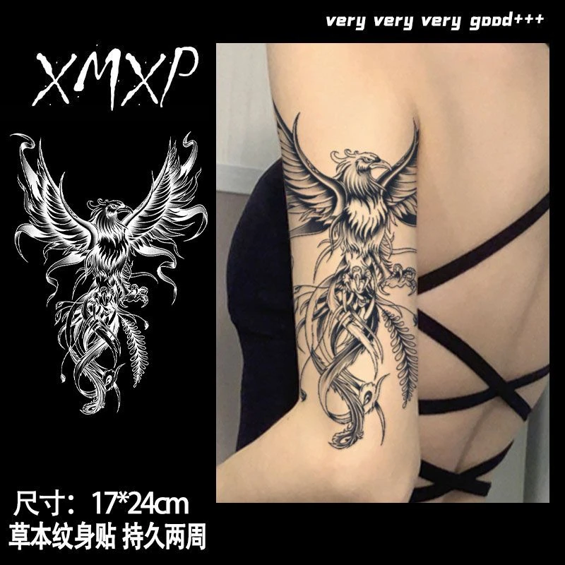 XM&XP神圣凤凰樱花臂草本纹身贴防水持久高级手臂男生酷仿真小众