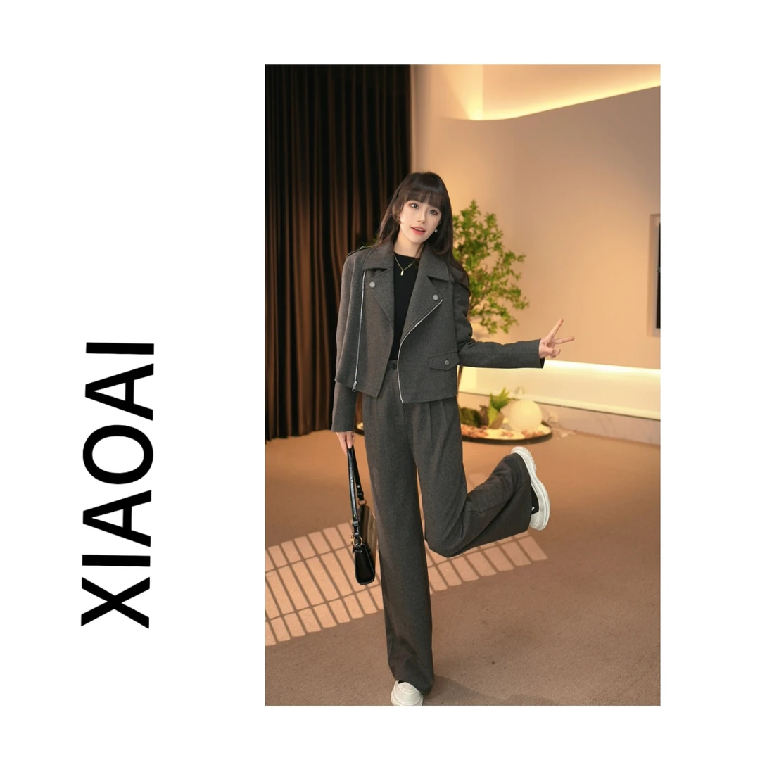 AY0445 轻熟羽绒外套女2024秋冬新款穿搭轻奢高级感直筒裤两件套