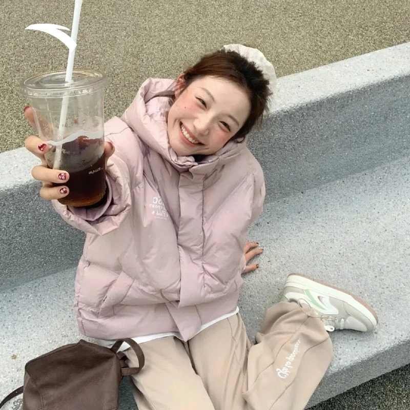 【关晓彤同款】安踏多彩羽绒服冬季短款连帽百搭女款防泼水鸭绒运动