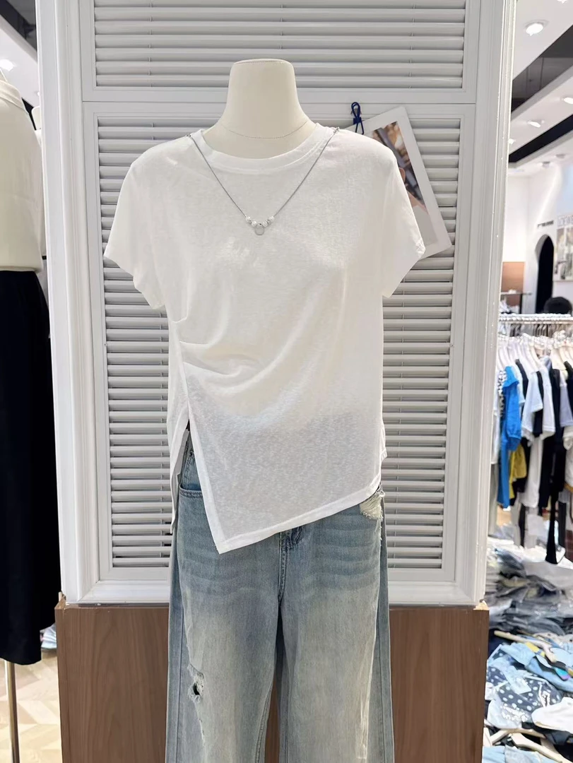 杨茹家新款152开叉T恤带项链款