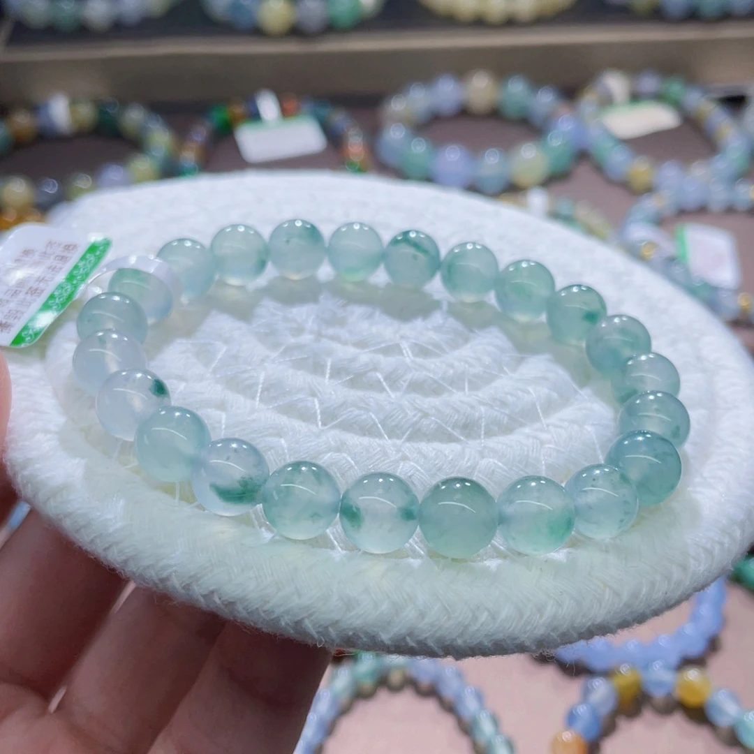 未镶嵌手链翡翠冰胶飘绿卡8+