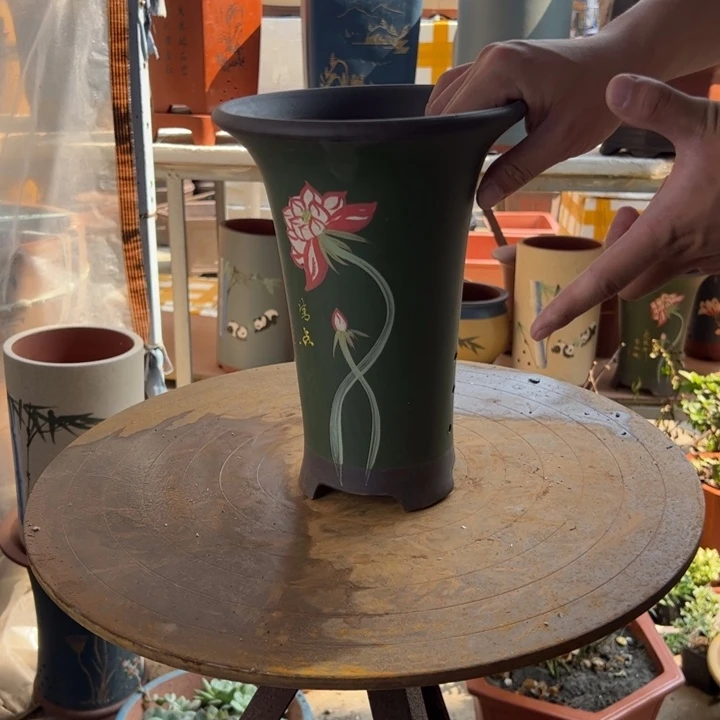 宜兴紫砂一念花开绿色小号