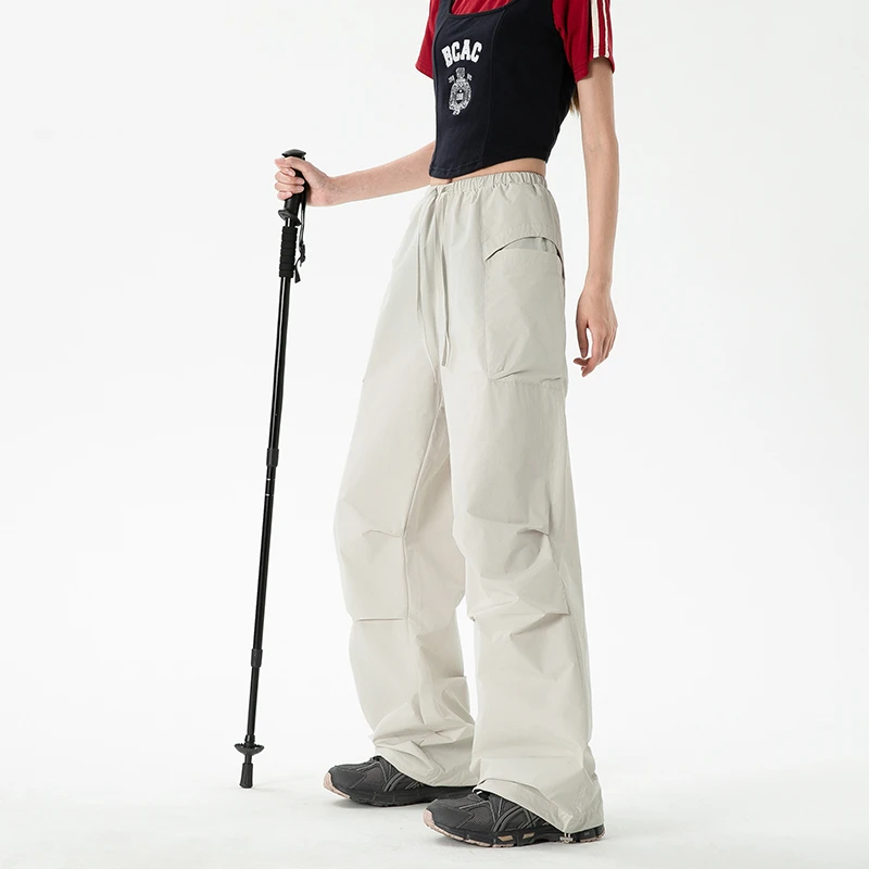 JEEPSPIRIT系带透气运动长裤户外阔腿百搭工装裤男女