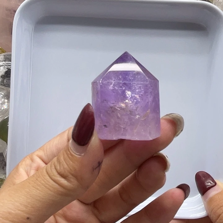 珠宝半成品未镶嵌水晶25紫水晶柱高3.3宽2.6