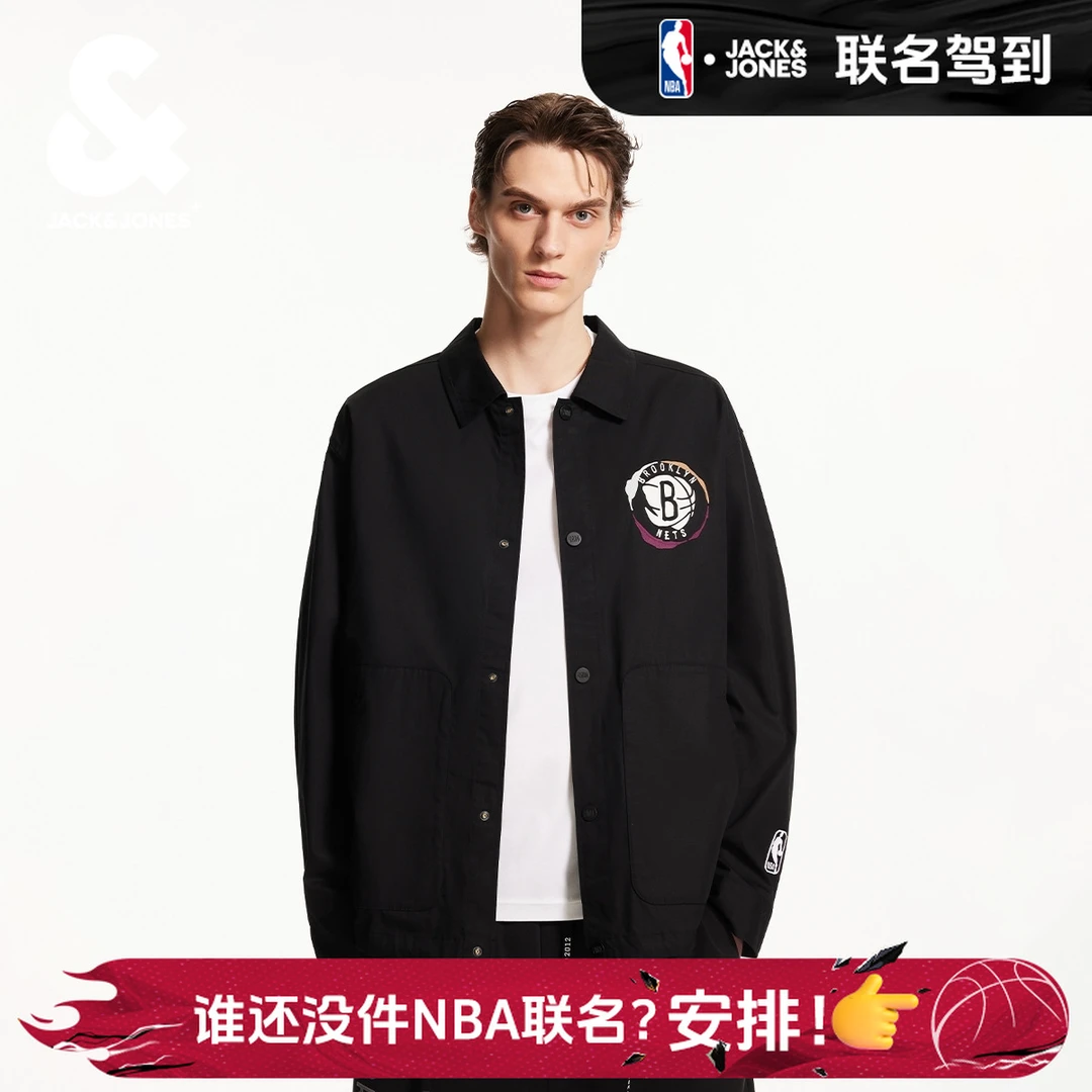 【商场同款】杰克琼斯男士工装夹克外套翻领NBA联名男装刺绣宽松潮