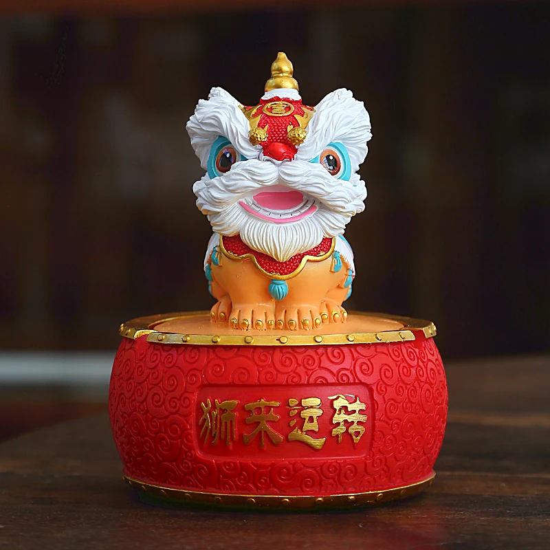 国潮醒狮烟灰缸带盖子防烟灰家用客厅茶几摆件烟缸高级感车载烟盅