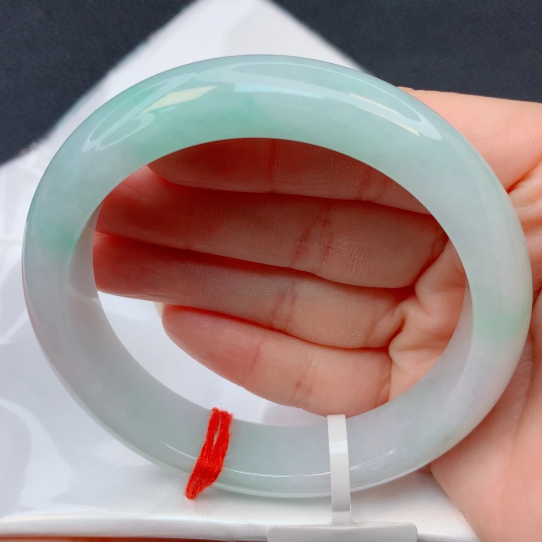 翡翠未镶嵌手镯59-60细糯冰半山水果阳绿