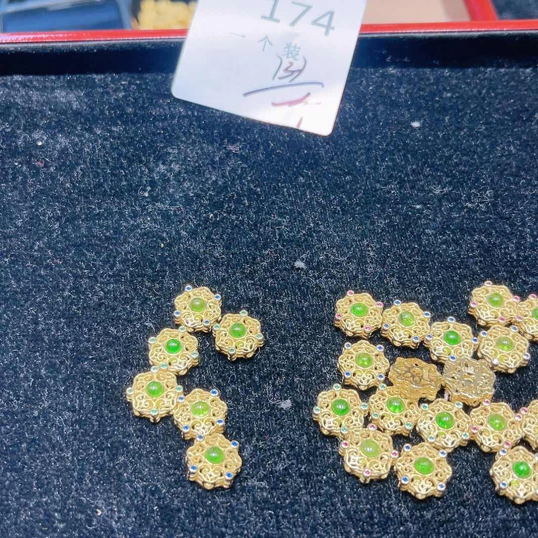 和田玉珠宝半成品银S925镀金镶嵌174