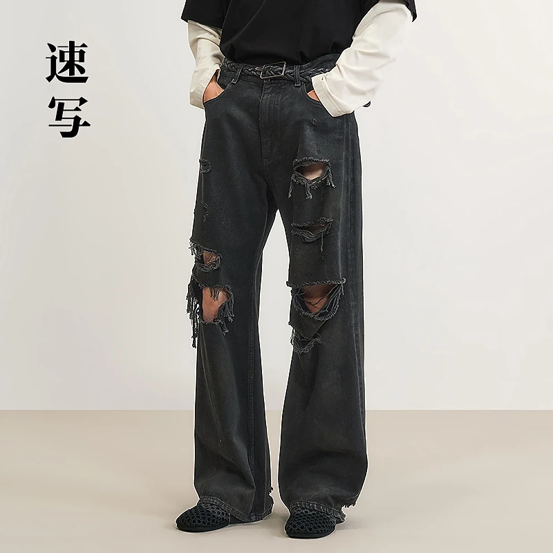 【商场同款】速写男装2025春新品牛仔裤纯色宽松阔腿9P2E10490
