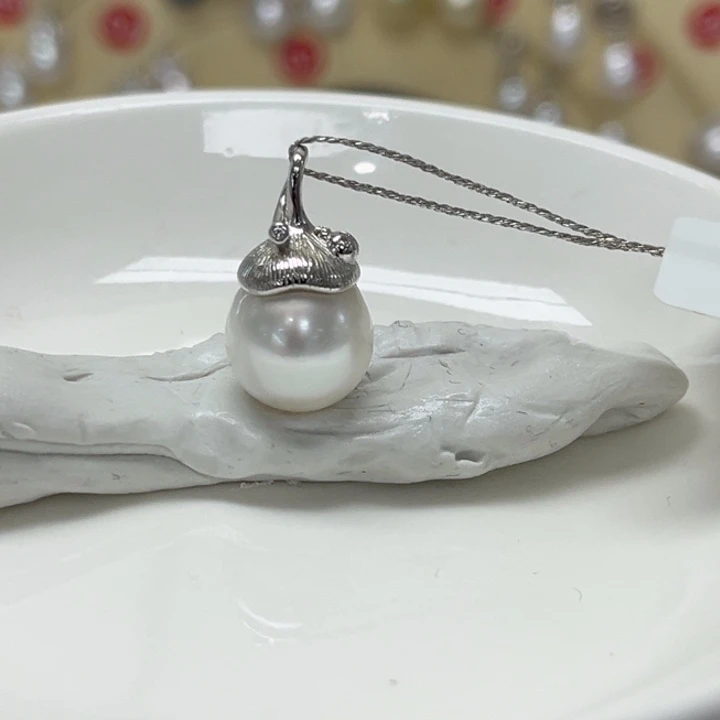 颈饰银S925镶嵌海水珍珠澳白 11-12mm 67号