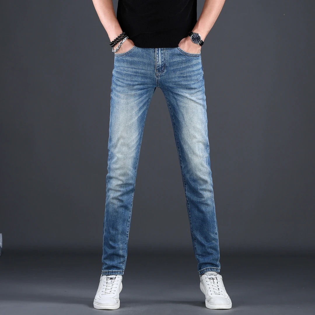 Cebrodz2025新款高端轻奢潮流秋冬季男士修身小脚弹力牛仔长裤
