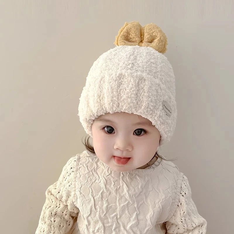 婴儿帽子冬季女宝宝毛绒帽加厚针织护耳保暖韩版秋冬女童套头帽潮
