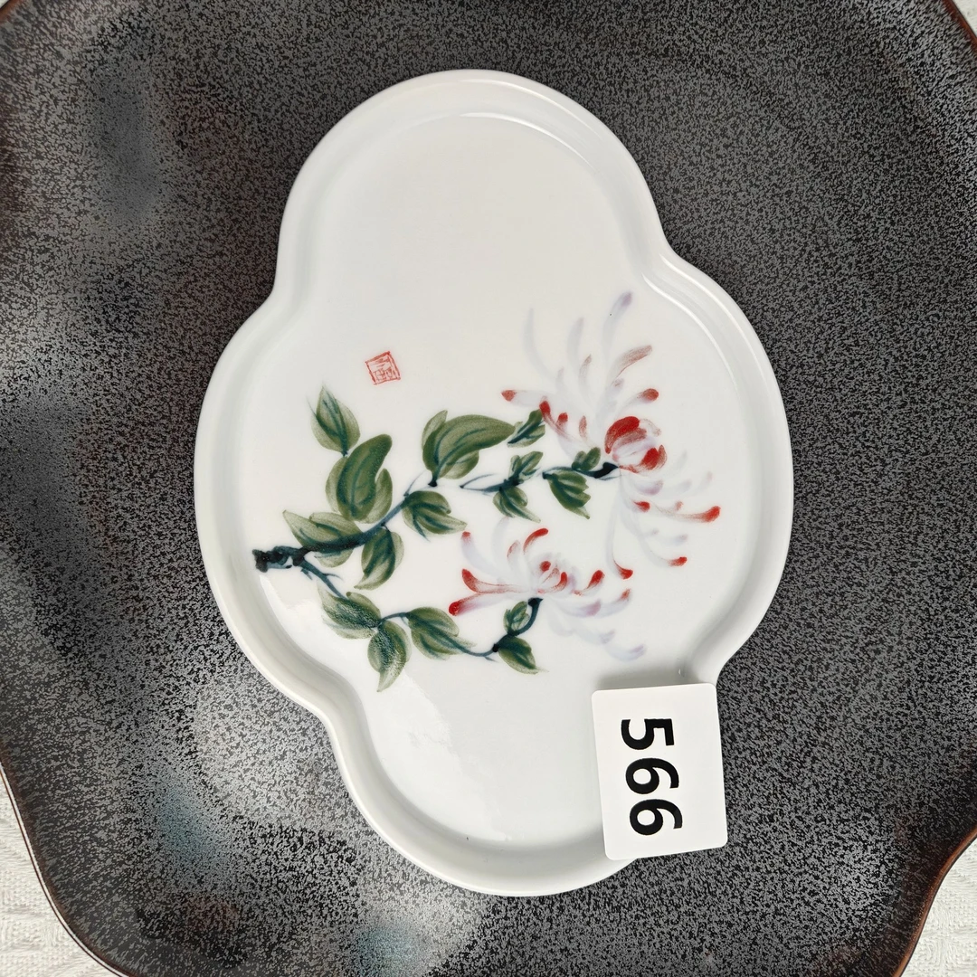 景德镇手绘釉中彩（食品级）复古宝盘陶瓷盘子壶承566