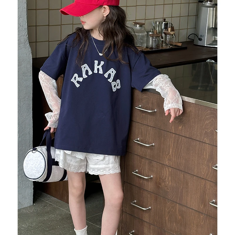 简约潮牌店铺儿童服装2025年款衣服女童装夏装短袖t恤12岁高级感6