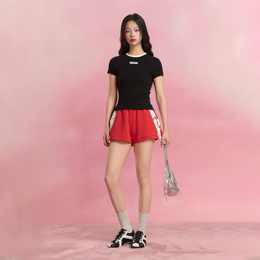 Sofitte 25SS撞色拼接烧花时尚做旧蕾丝廓形夏季新款搭配短裤女