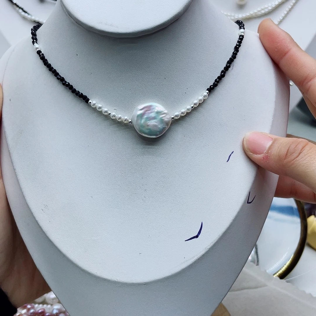 颈饰银S925镶嵌淡水珍珠