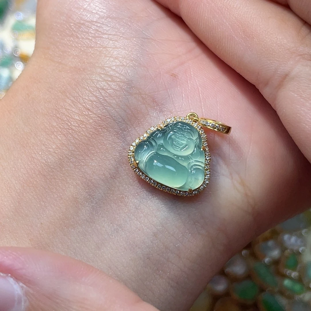 翡翠吊坠(不含链)18K金镶嵌哚*?