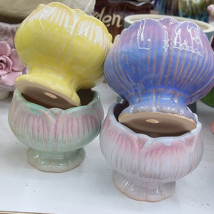 多肉绿植陶瓷花盆9.9包邮，有孔