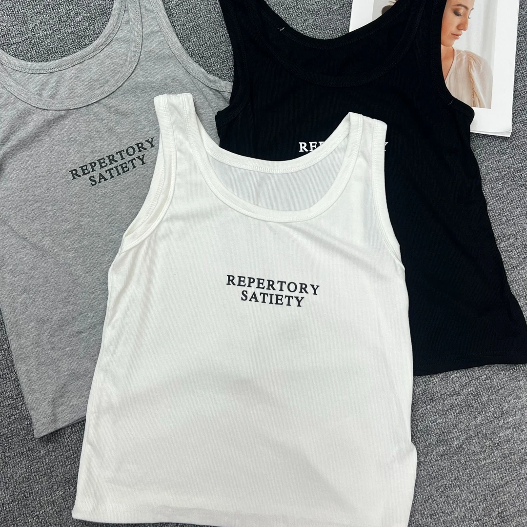 【甜桃家】背心通勤运动白色时尚百搭纯色无袖夏季打底休闲