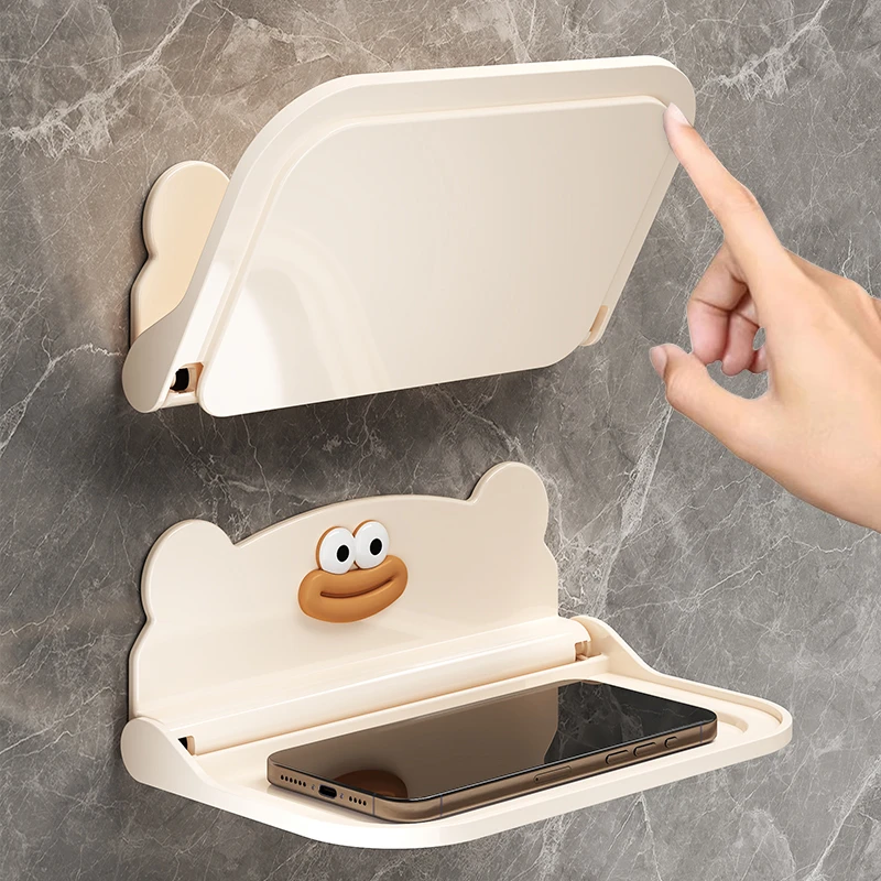 卫生间纸巾架挂墙折叠浴室床头创意手机架免打孔宿舍INS风收纳架