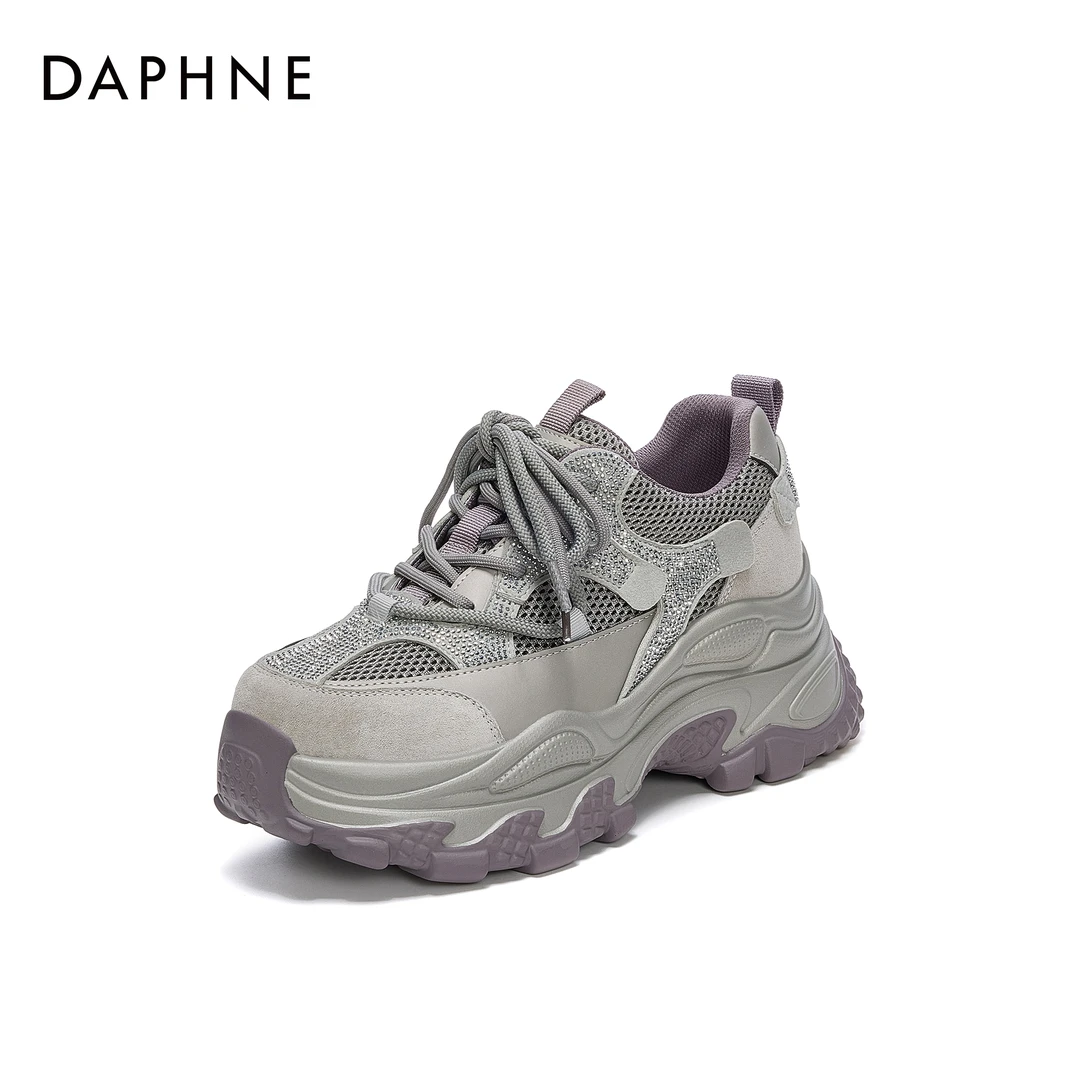 达芙妮网红老爹鞋女时尚烫钻ins爆款休闲运动百搭厚底增高跑步鞋