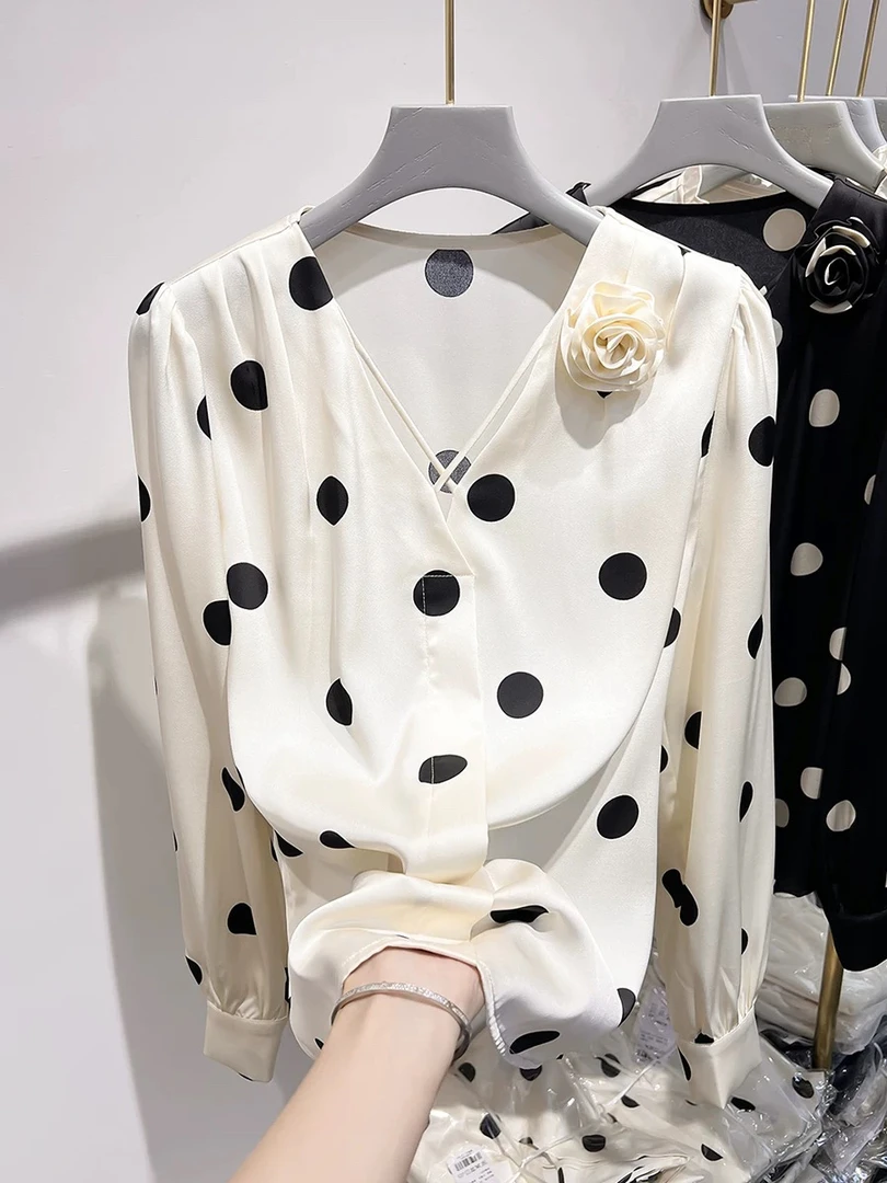 新疆包邮“波点雅韵”8504#衣长59 波点小衫配花不可拆