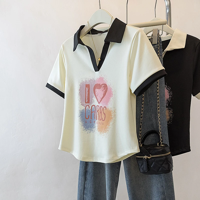 爆款2025新款女款显瘦正肩短袖t恤女夏季时尚洋气宽松休闲上衣