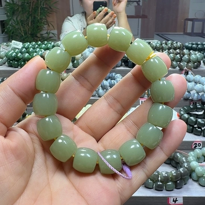 手链未镶嵌和田玉新疆若羌青黄口料直切卡14