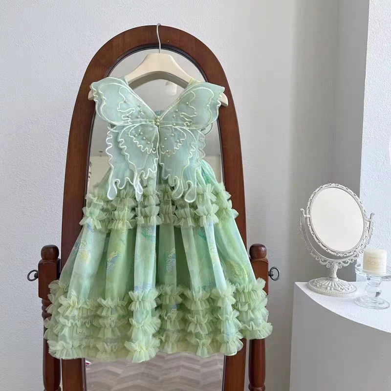 【绿野仙踪】2025新款女童夏季连衣裙女宝超显白蝴蝶连衣裙99989