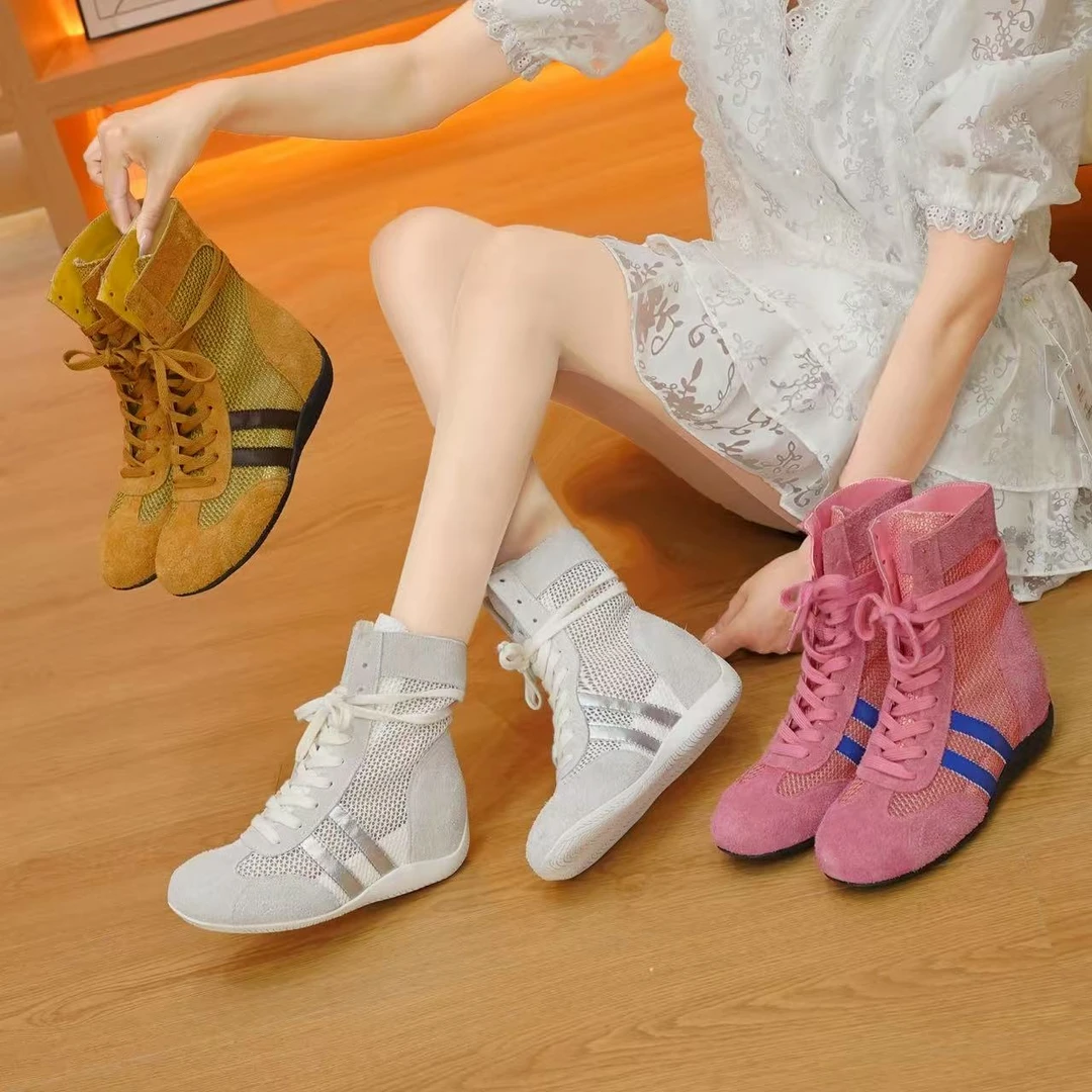 [米徕】 2025夏季爆款内增高拳击鞋系带透气潮流时尚休闲鞋88954