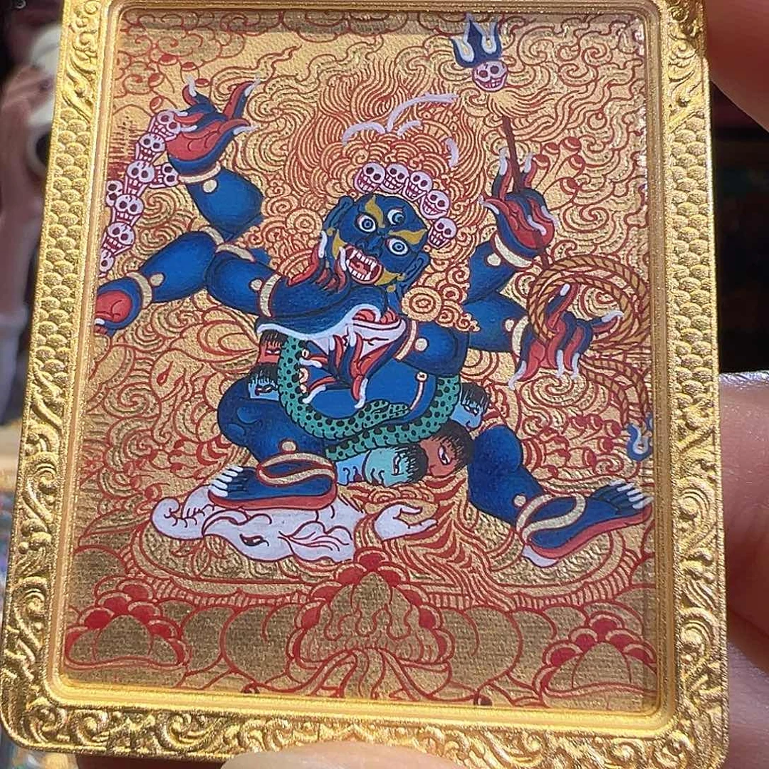 吊坠手绘热贡唐卡大黑天