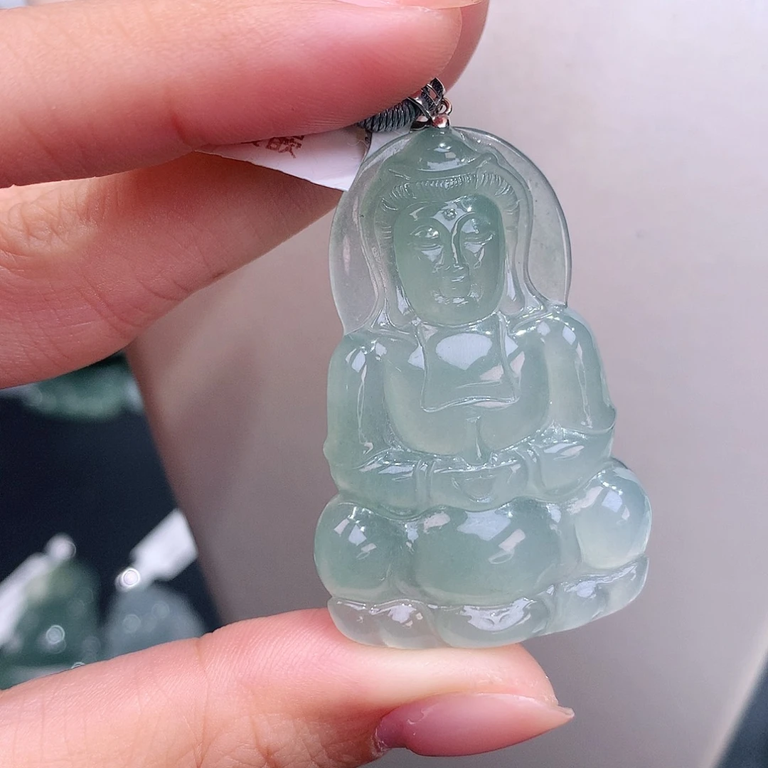 颈饰未镶嵌翡翠冰晴底正装观音