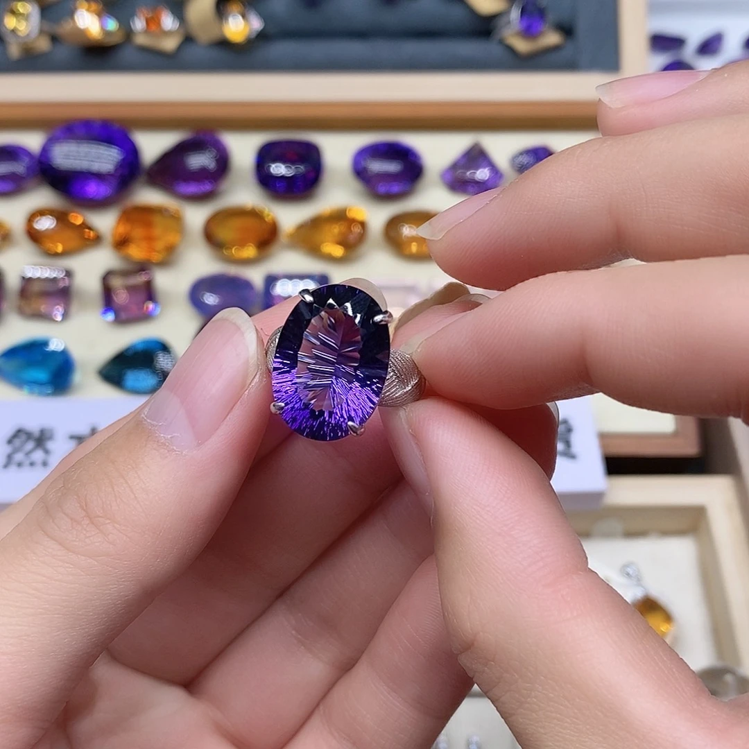 乐***趣紫晶珠宝半成品银S925镶嵌