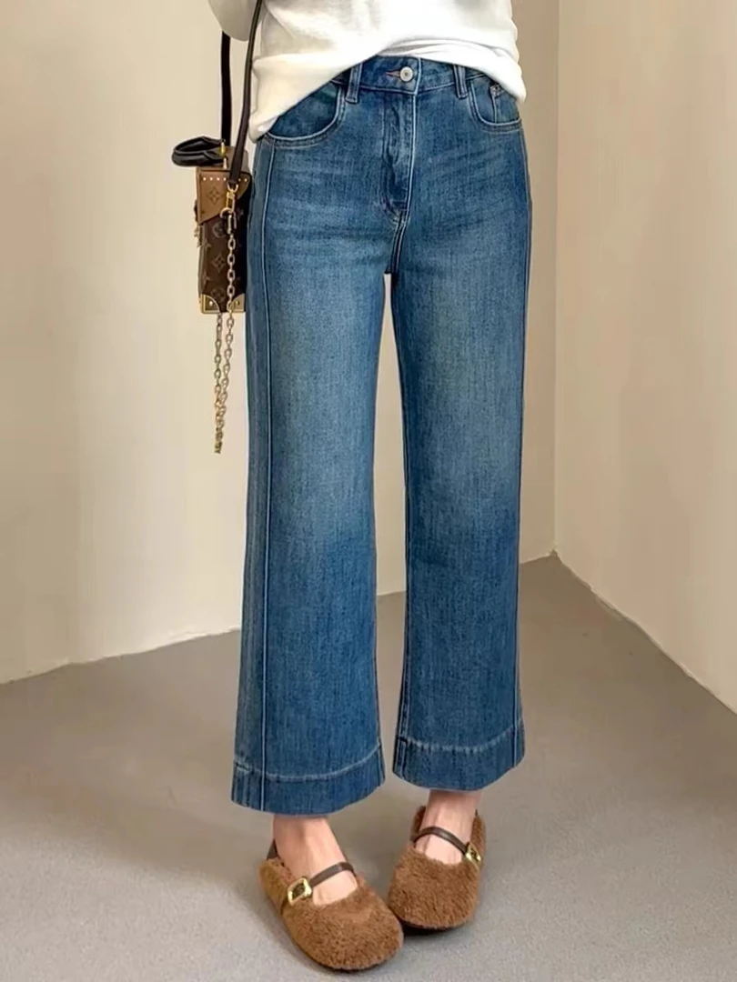 《工厂尾货微瑕》2025年新款牛仔百搭裤女显瘦九分修身A