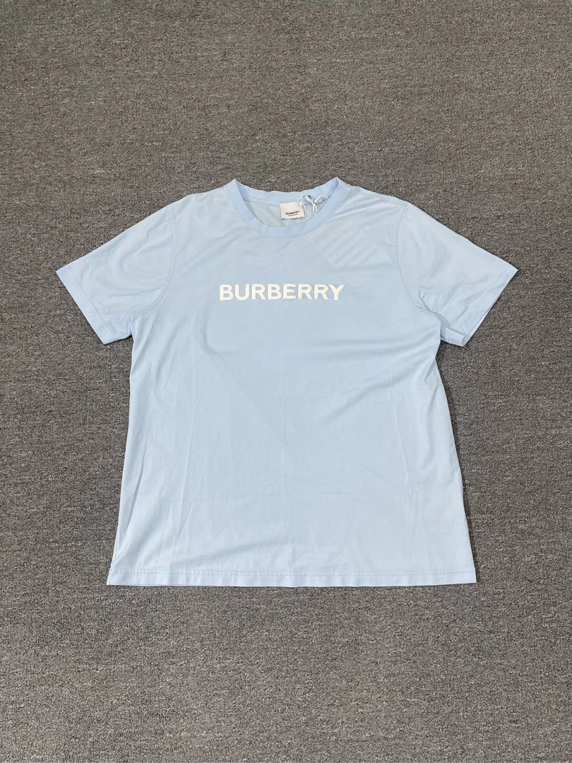 99新 BURBERRY/博柏利 字母印花短袖T恤/蓝色/L码