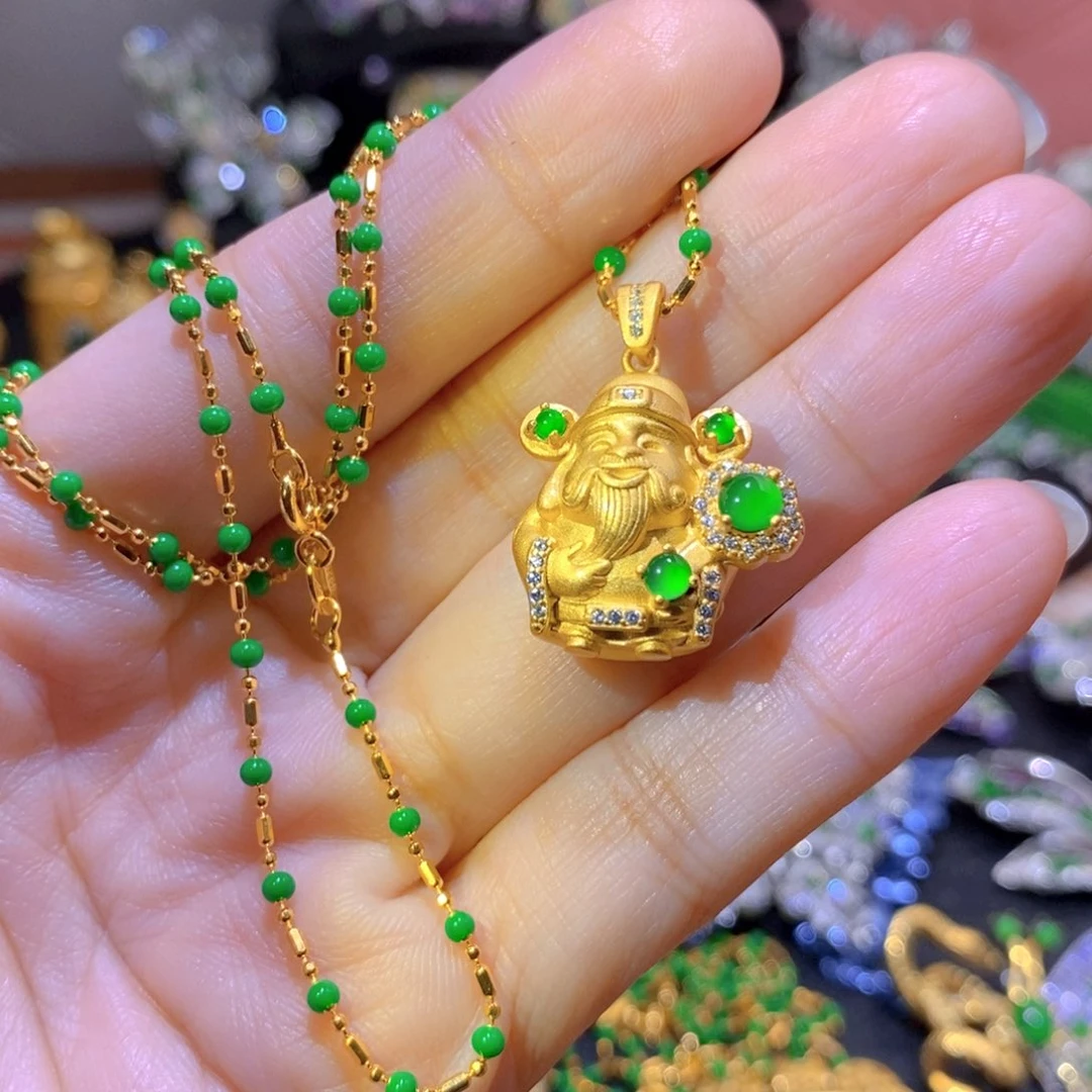 吊坠(不含链)银S925镶嵌翡翠