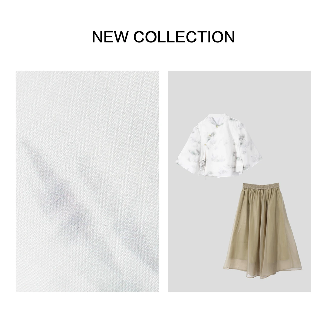 【小依专享】D3F28186中式水墨休闲印花上衣+卡其秋季半裙套装-8186