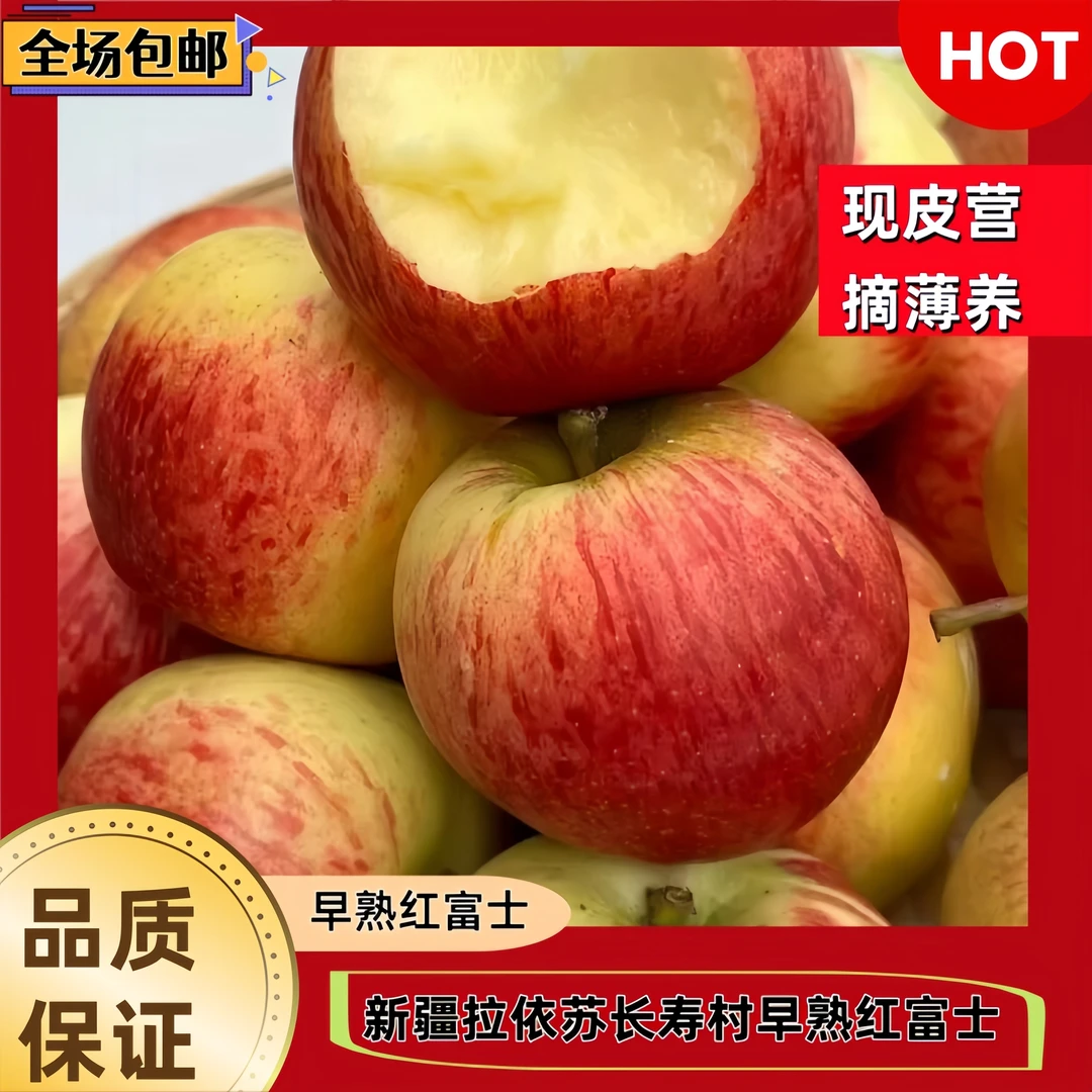 新疆拉依苏锶泉苹果早熟丑苹果脆甜多汁 EMS极速鲜空运包邮